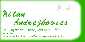 milan andrejkovics business card